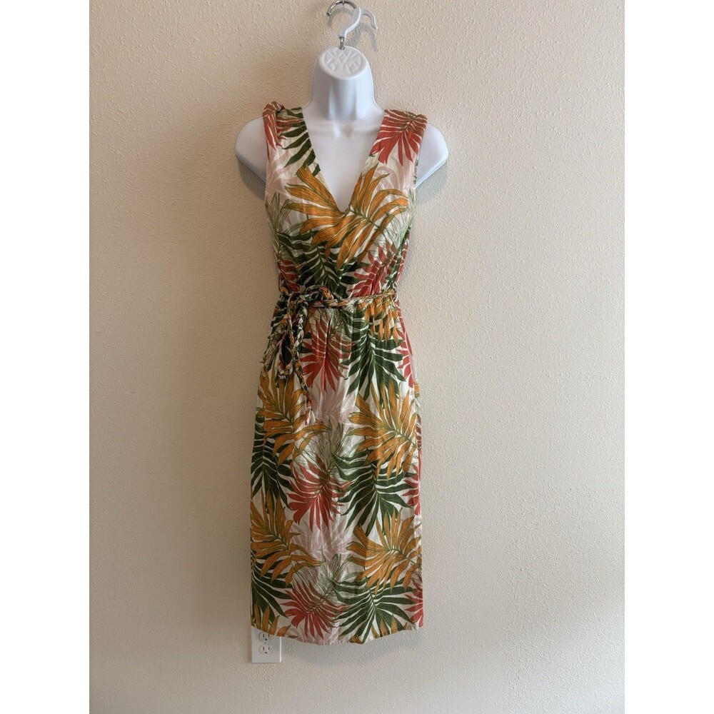 Amiani Resort Wear Women’s‎ S Green Orange Gold Palm Tropical Midi Dress